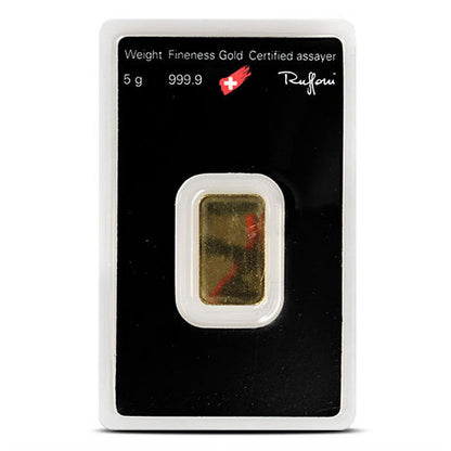 5 Gram Argor Heraeus Gold Bar (New in Assay)